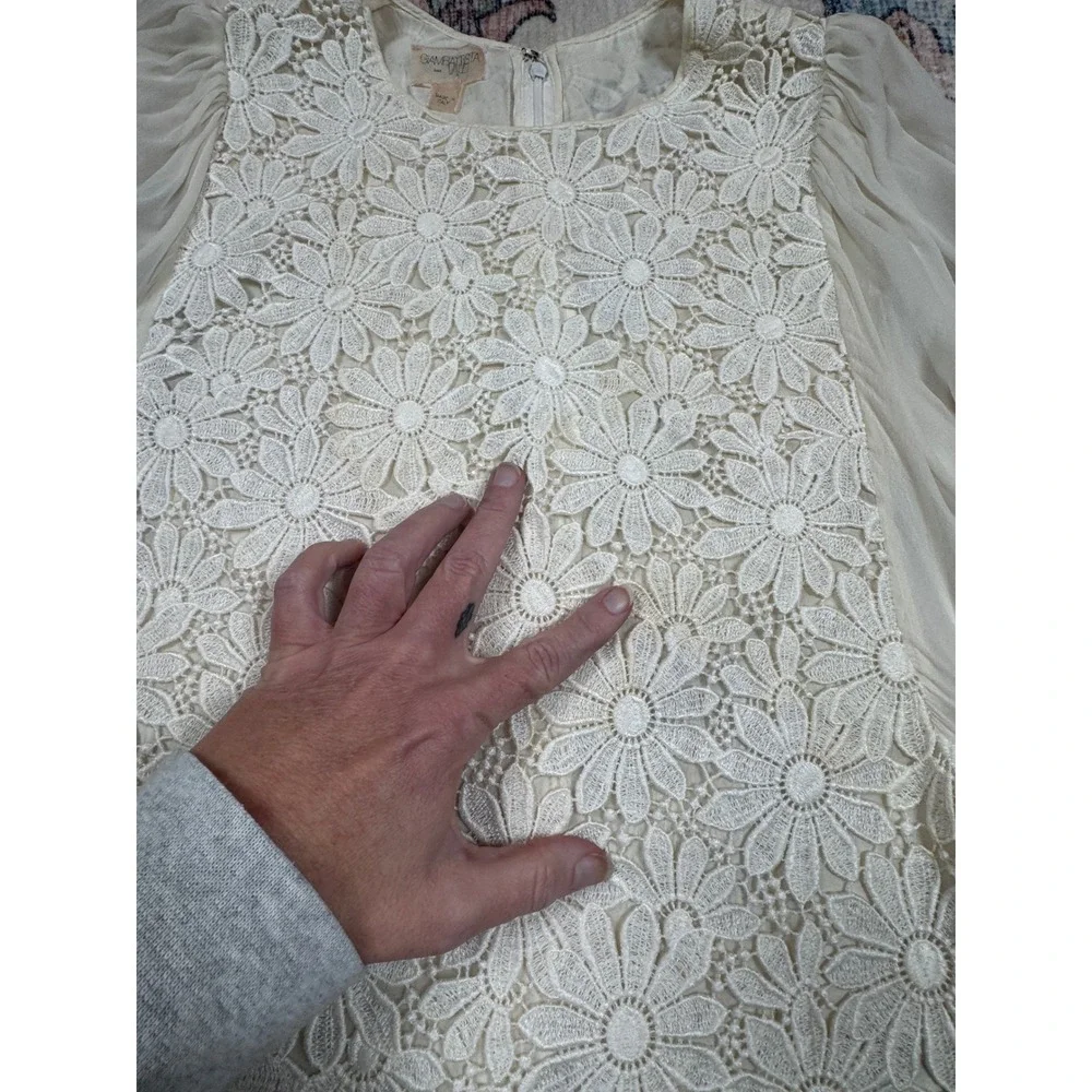 Giambattista Valli Archival Lace Silk Balloon Sleeve Blouse Italy 40 XS Ivory - Picture 12 of 15